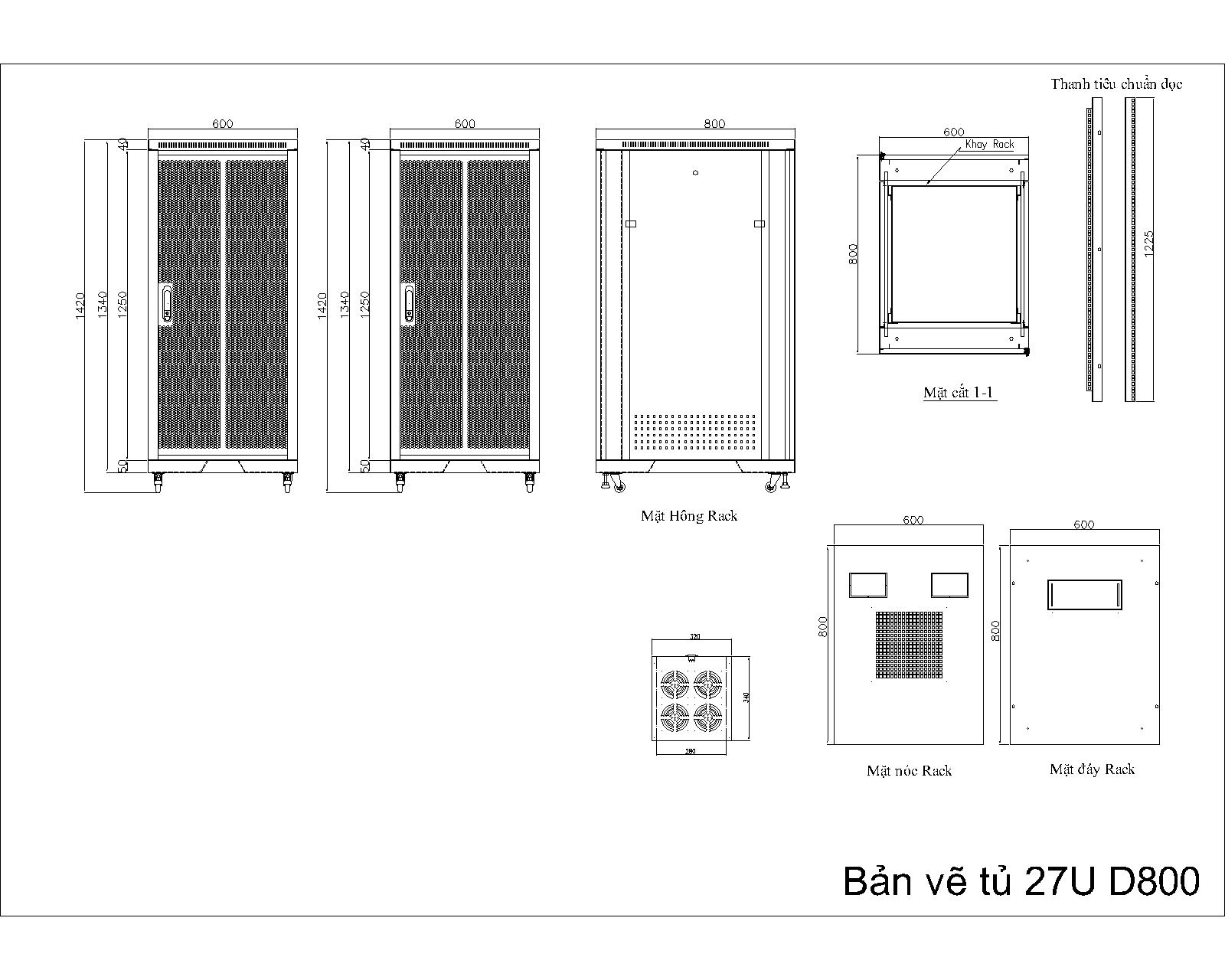 Tủ mạng 27U sâu D800 Novalink NV-27U800 | Tủ rack chuẩn 19 inch chính hãng